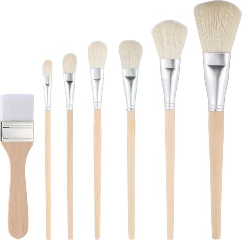 7 Pcs Mop Brush For Acrylic Painting, Gilding Brush Set Pottery Glazing Brushes Versatile Goat Hair Blending Mop Brushes For Acrylic Gouache Watercolor Foil Painting And Gold Leaf Sheets,Face Body Art in Saudi Arabia