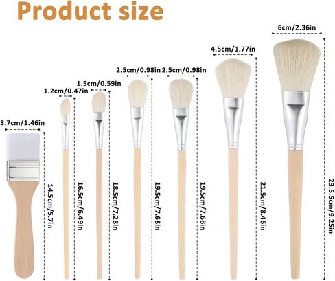 7 Pcs Mop Brush For Acrylic Painting, Gilding Brush Set Pottery Glazing Brushes Versatile Goat Hair Blending Mop Brushes For Acrylic Gouache Watercolor Foil Painting And Gold Leaf Sheets,Face Body Art in Saudi Arabia
