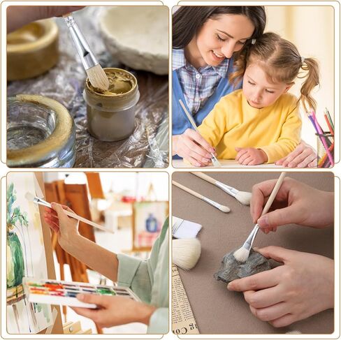 7 Pcs Mop Brush For Acrylic Painting, Gilding Brush Set Pottery Glazing Brushes Versatile Goat Hair Blending Mop Brushes For Acrylic Gouache Watercolor Foil Painting And Gold Leaf Sheets,Face Body Art in Saudi Arabia