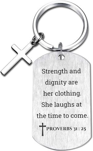 Inspirational Scripture Keychain with Cross - Bible Verse Matte Key Chain Religious Gift for Christian in Kuwait