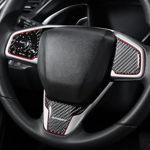 BETTERHUMZ Compatible with Honda Civic 2016 2017 2018 2019 2020 2021 Carbon Fiber Center Console Steering Wheel Decorative Sticker Car Interior Accessories (Style A) in Saudi Arabia