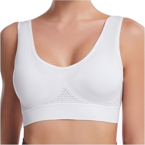 Seamless Sports Bra Plus Size 6XL, Medium Support Wire-Free Workout Bra with Mesh, Soft Padded Yoga Top for Large Bust in Saudi Arabia
