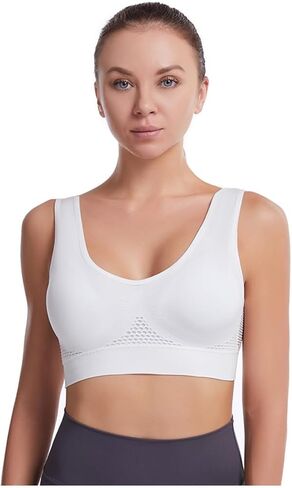 Seamless Sports Bra Plus Size 6XL, Medium Support Wire-Free Workout Bra with Mesh, Soft Padded Yoga Top for Large Bust in Saudi Arabia
