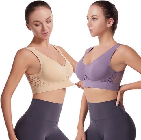 Seamless Sports Bra Plus Size 6XL, Medium Support Wire-Free Workout Bra with Mesh, Soft Padded Yoga Top for Large Bust in Saudi Arabia