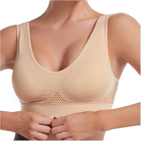 Seamless Sports Bra Plus Size 6XL, Medium Support Wire-Free Workout Bra with Mesh, Soft Padded Yoga Top for Large Bust in Saudi Arabia
