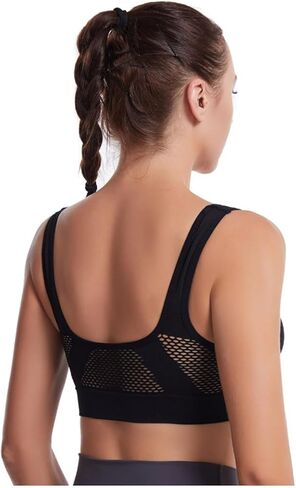 Seamless Sports Bra Plus Size 6XL, Medium Support Wire-Free Workout Bra with Mesh, Soft Padded Yoga Top for Large Bust in Saudi Arabia