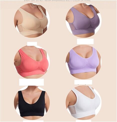 Seamless Sports Bra Plus Size 6XL, Medium Support Wire-Free Workout Bra with Mesh, Soft Padded Yoga Top for Large Bust in Saudi Arabia