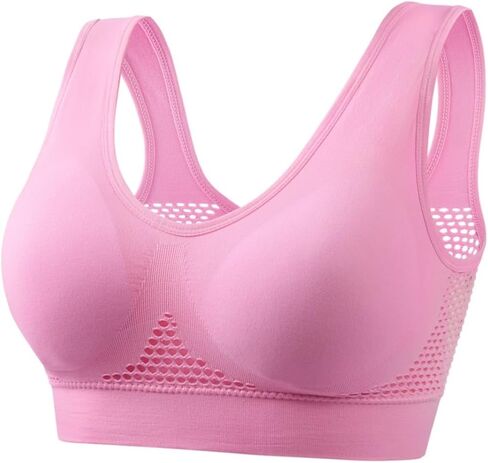 Seamless Sports Bra Plus Size 6XL, Medium Support Wire-Free Workout Bra with Mesh, Soft Padded Yoga Top for Large Bust in Saudi Arabia