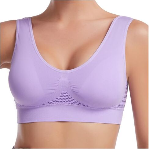 Seamless Sports Bra Plus Size 6XL, Medium Support Wire-Free Workout Bra with Mesh, Soft Padded Yoga Top for Large Bust in Saudi Arabia