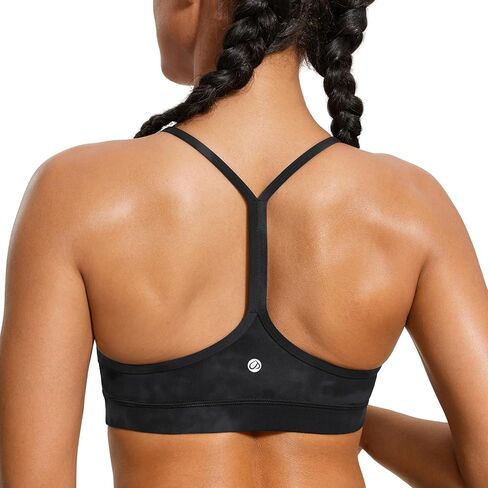 حمالات صدر رياضية من CRZ YOGA Butterluxe Y Back للنساء - مبطنة بظهر متسابق منخفض التأثير وحزام رفيع للتمرين واليوجا وربطة عنق سوداء وصبغ زهور X-Large in Saudi Arabia