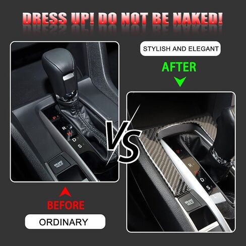 TOMALL Gear Shift Panel Decal Compatible with Honda Civic 2016 2017 2018 2019 2020 2021 Accessories 10th Gen Gear Shift Cover Trim Black Carbon Fiber Interior Stickers for Car Decasl for Car in Saudi Arabia
