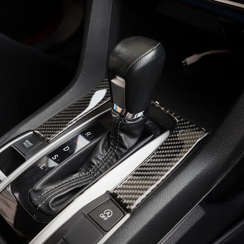 TOMALL Gear Shift Panel Decal Compatible with Honda Civic 2016 2017 2018 2019 2020 2021 Accessories 10th Gen Gear Shift Cover Trim Black Carbon Fiber Interior Stickers for Car Decasl for Car in Saudi Arabia