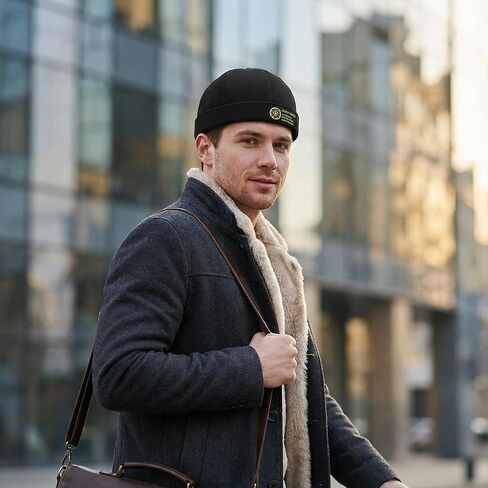 Brimless Hats for Men, Low-Profile Black Cuff Beanie with Rolled Edge, Soft Cotton Fabric Feel, One Size Casual Cap for Travel, Work, and Daily Wear, 1 Piece in Saudi Arabia