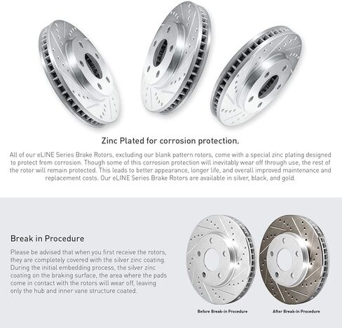 طقم فرامل أمامية R1 Concept لـ 1997-2002 Ford Expedition، 1998-2002 Lincoln Navigator| دوارات الفرامل المشقوقة المحفورة| طقم دواسات ووسادات الفرامل السيراميكية in Kuwait