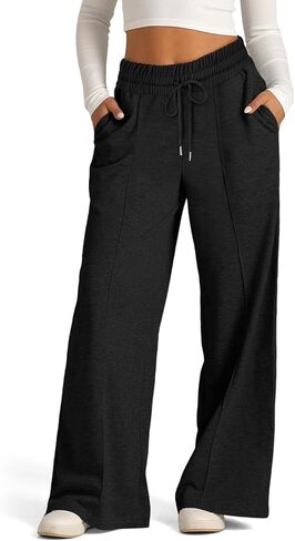 Womens Wide Leg Sweatpants - Baggy High Waisted Lounge Travel Pants with Pockets Joggers for Women in Saudi Arabia