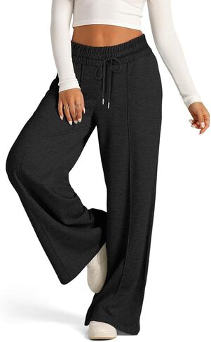 Womens Wide Leg Sweatpants - Baggy High Waisted Lounge Travel Pants with Pockets Joggers for Women in Saudi Arabia