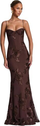 فساتين وصيفة العروس على شكل قلب 2026 مشد أشرطة سباغيتي مزهرة تول مثير بدون ظهر للحفلات الراقصة طويل in Kuwait