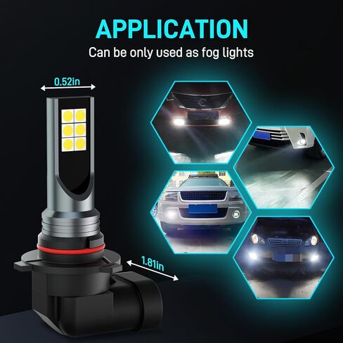 2 قطعة لمبات مصابيح الضباب LED تناسب 2000-2013 تويوتا تندرا، 6500K أبيض بارد، 1:1 مصابيح بديلة بنفس الحجم للتندرا، التوصيل والتشغيل in Saudi Arabia