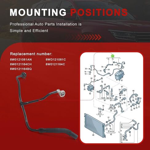 8W0121081AN أنبوب تبريد خرطوم تجاوز المبرد متوافق مع Audi A4 Allroad A4 B9 Avant A5 القابل للتحويل Sportback in Saudi Arabia