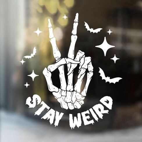 ملصقات مرآة على شكل هيكل عظمي مخيف من Stay Weird، ملصقات مرآة مضحكة غريبة الأطوار، شارات إيجابية ملهمة، ملحقات السيارة من الفينيل المقاوم للماء مقاس 8 بوصات، ملصقات ممتصة للصدمات هدايا للأم والأب والصديق in Kuwait