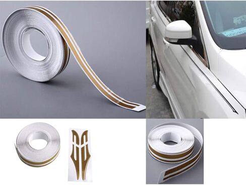 Sewroro Pinstripe Tape Decals, Car Body Side Stripe Decal Car Personalized Decorative Sticker Car Universal Vinyl Pinstriping Tape 1 Roll 980x1.2cm (Gold) in Saudi Arabia
