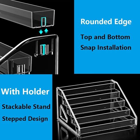 12 Inchs Acrylic Tiered Display Stand 5 tier Acrylic Riser Display Shelf Stands for Card Bookmark Greeting Sticker Postcard in Saudi Arabia