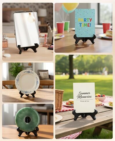 6 PCS 7" Plate Display Stands, Folding Plate Holders for Displaying for Picture Frame Book Dish Artwork in Kuwait