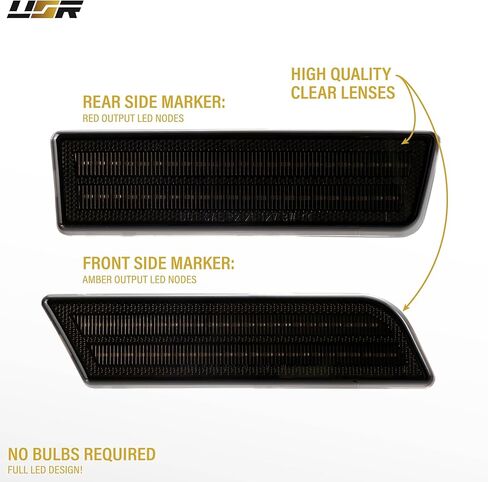 USR 10-13 MK7 Front & Rear Side Marker Light – Parking Lamps (Left + Right) 4pc Set - Compatible with 2010-2013 Ford Transit Connect Mini Cargo Van All Models (SMOKE LENS with RED and AMBER LED) in Saudi Arabia