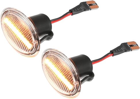 Motoforti 1 زوج LED الجانب ماركر ضوء بدوره أضواء الإشارة الحاجز مصابيح Sidemarker لشركة فيات 500 2-Door 2007-2019 68259985AA ABS معدن أسود واضح طويل الأمد in Saudi Arabia