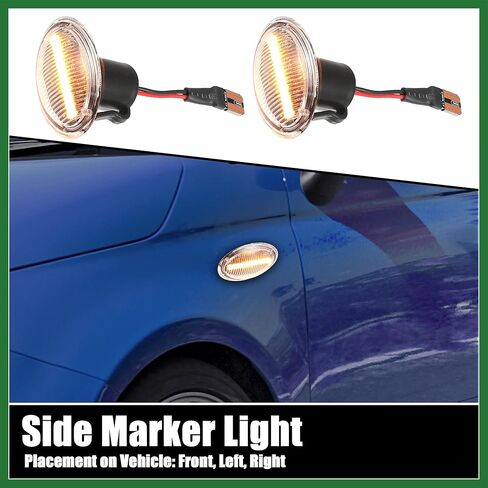 Motoforti 1 زوج LED الجانب ماركر ضوء بدوره أضواء الإشارة الحاجز مصابيح Sidemarker لشركة فيات 500 2-Door 2007-2019 68259985AA ABS معدن أسود واضح طويل الأمد in Saudi Arabia