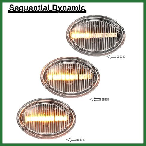 Motoforti 1 زوج LED الجانب ماركر ضوء بدوره أضواء الإشارة الحاجز مصابيح Sidemarker لشركة فيات 500 2-Door 2007-2019 68259985AA ABS معدن أسود واضح طويل الأمد in Saudi Arabia