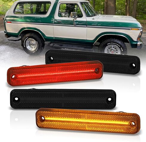 AJP Distributors Smoked Lens 4PCS Front Amber & Rear Red LED Side Marker Lights Reflector Bumper Signal Lamps Compatible/Replacement For Bronco F100 F150 F350 Truck E100 E150 E250 E350 Econoline in Kuwait