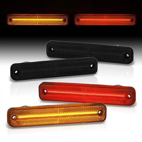 AJP Distributors Smoked Lens 4PCS Front Amber & Rear Red LED Side Marker Lights Reflector Bumper Signal Lamps Compatible/Replacement For Bronco F100 F150 F350 Truck E100 E150 E250 E350 Econoline in Kuwait