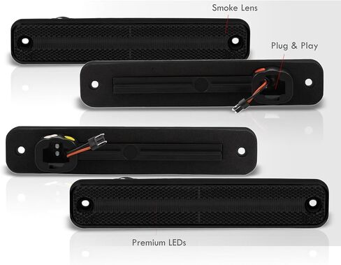 AJP Distributors Smoked Lens 4PCS Front Amber & Rear Red LED Side Marker Lights Reflector Bumper Signal Lamps Compatible/Replacement For Bronco F100 F150 F350 Truck E100 E150 E250 E350 Econoline in Kuwait