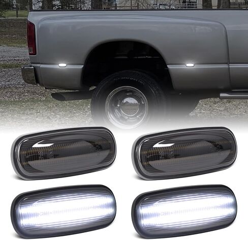 4PCS LED Dually Bed Fender Side Marker Lights for 2003-2009 Dodge Ram 2500 3500 SLT ST TRX4 Sport Laramie Dual Rear Wheel Amber Red Marker Lamps, Smoked Len in Saudi Arabia