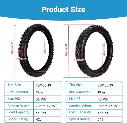 70/100-19 and 80/100-19 Dirt Bike Tire Tube Compatible with Surron Light Bee X LBX Electric Dirt Bike Talaria, 3.00-19 Front & Rear Tire Inner Tube for Segway X260 ERide Pro E-Bike Motorcycle in Kuwait