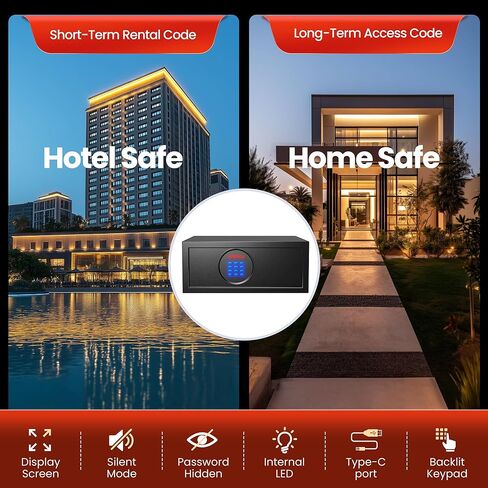 صندوق أمانات الفندق مع كلمة مرور المسؤول، آمن للمنزل مع وضع صامت وإضاءة LED، آمن للكمبيوتر المحمول في مسكن الكلية مع هدايا لوحة مفاتيح بإضاءة خلفية للرجال والنساء (14.57 بوصة عمق × 16.93 بوصة عرض × 7.09 بوصة ارتفاع - 19.4 رطل) in Kuwait