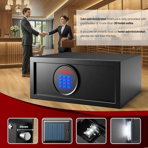 صندوق أمانات الفندق مع كلمة مرور المسؤول، آمن للمنزل مع وضع صامت وإضاءة LED، آمن للكمبيوتر المحمول في مسكن الكلية مع هدايا لوحة مفاتيح بإضاءة خلفية للرجال والنساء (14.57 بوصة عمق × 16.93 بوصة عرض × 7.09 بوصة ارتفاع - 19.4 رطل) in Kuwait