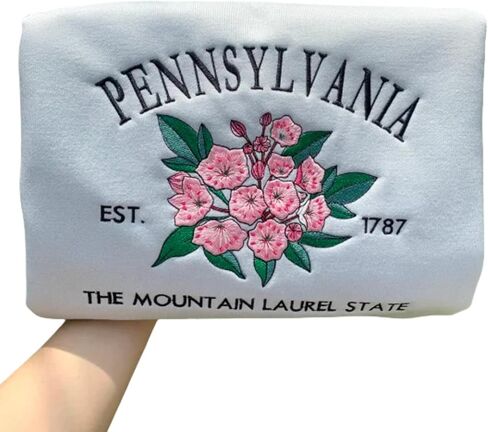 Embroidered States Flower Sweatshirt – Custom State Flower Crewneck, Personalized Floral Sweatshirt, State Pride Gift, Nature Lovers Apparel Multi in Saudi Arabia
