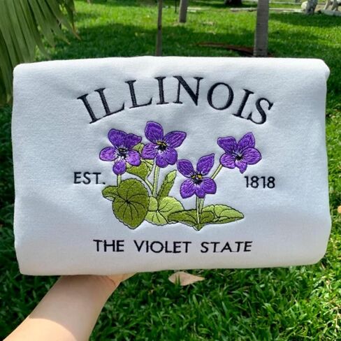 Embroidered States Flower Sweatshirt – Custom State Flower Crewneck, Personalized Floral Sweatshirt, State Pride Gift, Nature Lovers Apparel Multi in Saudi Arabia