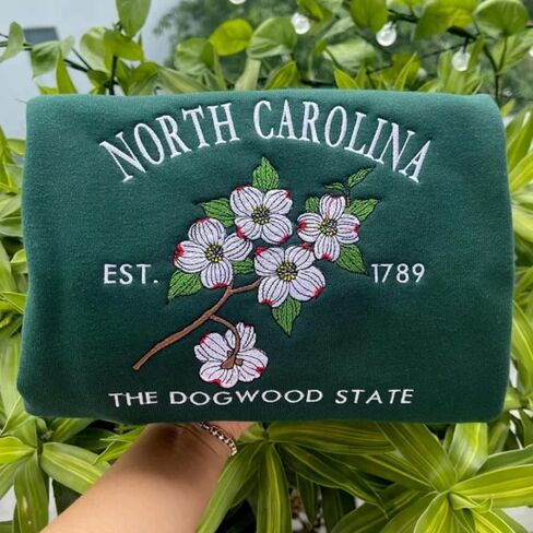 Embroidered States Flower Sweatshirt – Custom State Flower Crewneck, Personalized Floral Sweatshirt, State Pride Gift, Nature Lovers Apparel Multi in Saudi Arabia