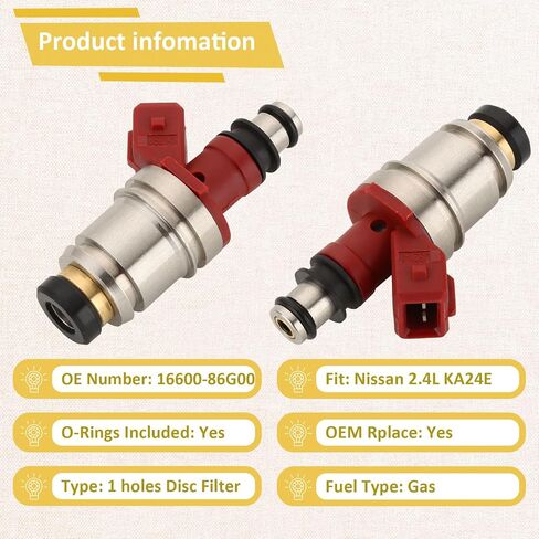 1990-1994 D21 Pickup 2.4L Fuel Injectors,Compatible with/Nissan KA24 Motor OE#16600-86G00 in Saudi Arabia