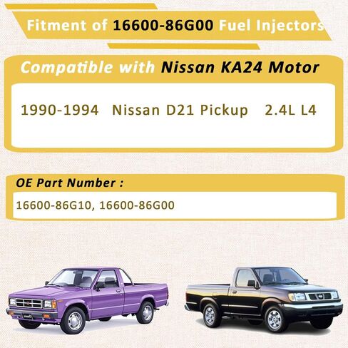 1990-1994 D21 Pickup 2.4L Fuel Injectors,Compatible with/Nissan KA24 Motor OE#16600-86G00 in Saudi Arabia