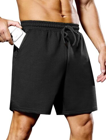 SILKWORLD Mens Running Shorts 6" Athletic Workout Casual Sweat Shorts Cotton Blend Breathable Jogger Shorts with Pockets in Kuwait