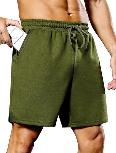 SILKWORLD Mens Running Shorts 6" Athletic Workout Casual Sweat Shorts Cotton Blend Breathable Jogger Shorts with Pockets in Saudi Arabia