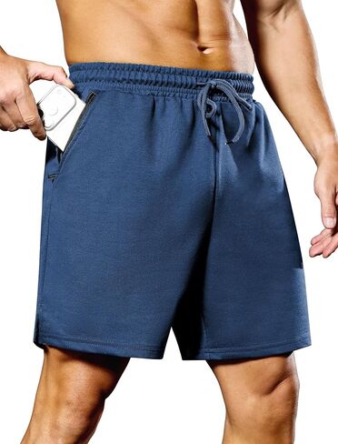 SILKWORLD Mens Running Shorts 6" Athletic Workout Casual Sweat Shorts Cotton Blend Breathable Jogger Shorts with Pockets in Saudi Arabia