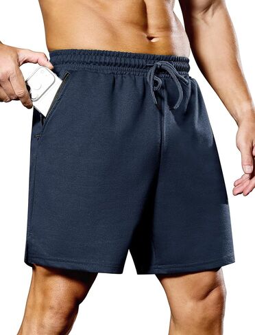 SILKWORLD Mens Running Shorts 6" Athletic Workout Casual Sweat Shorts Cotton Blend Breathable Jogger Shorts with Pockets in Saudi Arabia