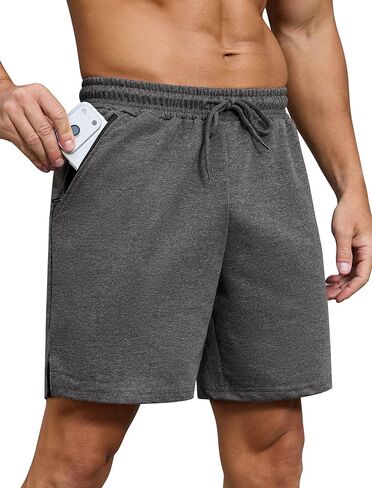 SILKWORLD Mens Running Shorts 6" Athletic Workout Casual Sweat Shorts Cotton Blend Breathable Jogger Shorts with Pockets in Saudi Arabia