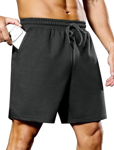 SILKWORLD Mens Running Shorts 6" Athletic Workout Casual Sweat Shorts Cotton Blend Breathable Jogger Shorts with Pockets in Saudi Arabia