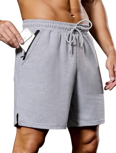 SILKWORLD Mens Running Shorts 6" Athletic Workout Casual Sweat Shorts Cotton Blend Breathable Jogger Shorts with Pockets in Saudi Arabia